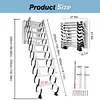 [US Local Warehouse] Wall-Mounted Folding Stairs Attic Ladder Pull Down System with Handrails Retractable Loft Ladder for Indoor/Storehouse/Basement 600lbs Capacity
