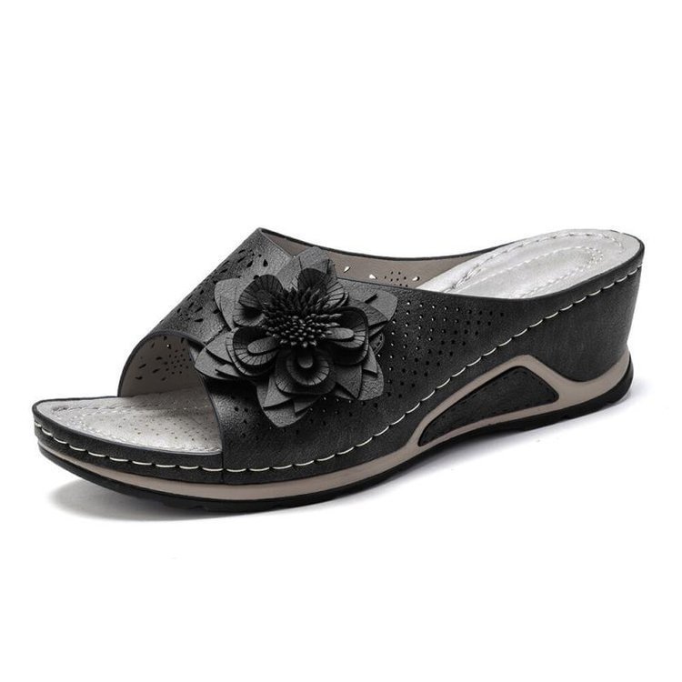 Yyvonne Women Summer New 2022 Women's Woven Flower Wedge Slippers Outdoor Sports Beach Casual Peep Toe Comfortable Shoes