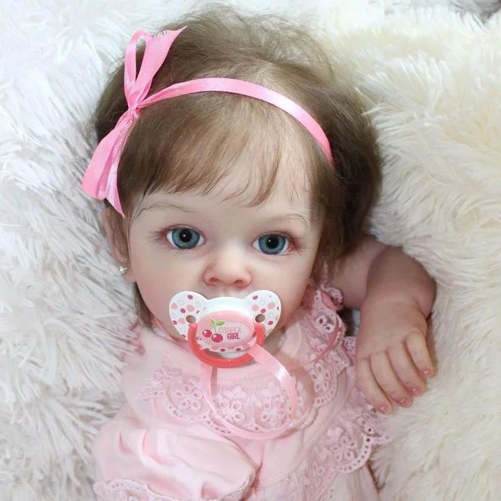  20" Soft Cloth Body Reborn Blue Eyes Girl Toddler Baby Doll With Long Curly Dark Brown Hair Named Rroy - Reborndollsshop®-Reborndollsshop®