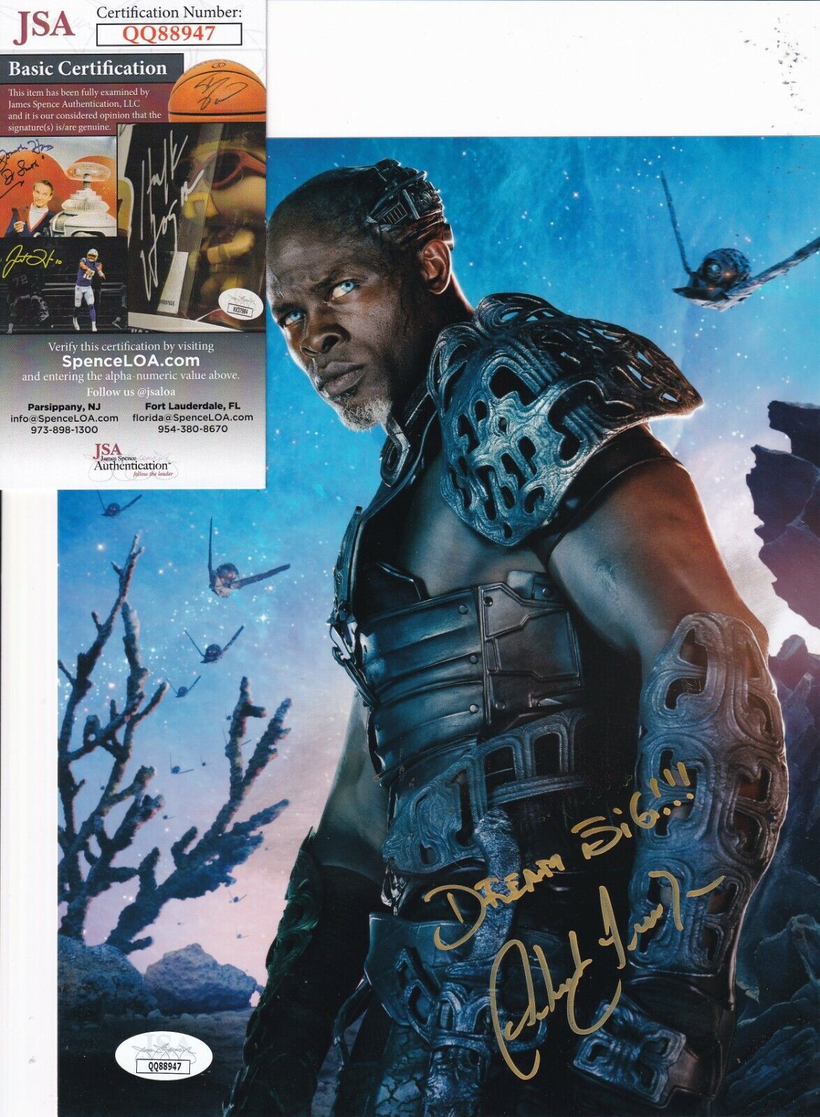 DJIMON HOUNSOU signed (GUARDIANS OF THE GALAXY) 8X10 Photo Poster painting *KORATH* JSA QQ88947