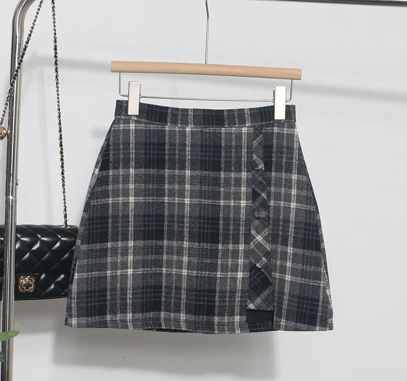 Nigikala Nigikala Large Number Of Hairy Skirt Women Autumn And Winter Tlings Irregular High-Waisted A Short Skirt 8923