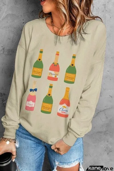 Graphic Round Neck Dropped Shoulder Sweatshirt