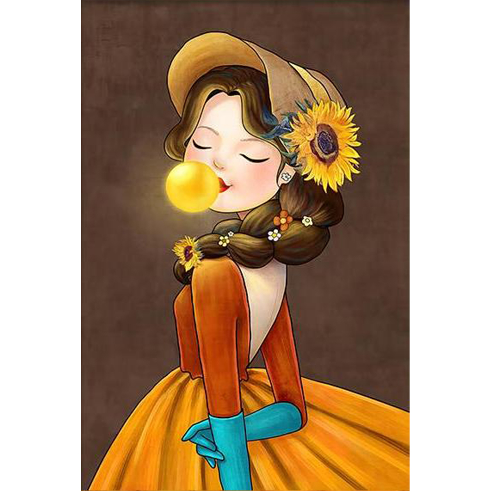 

Sunflower Girl - 14CT Stamped Cross Stitch - 30*40CM, 501 Original
