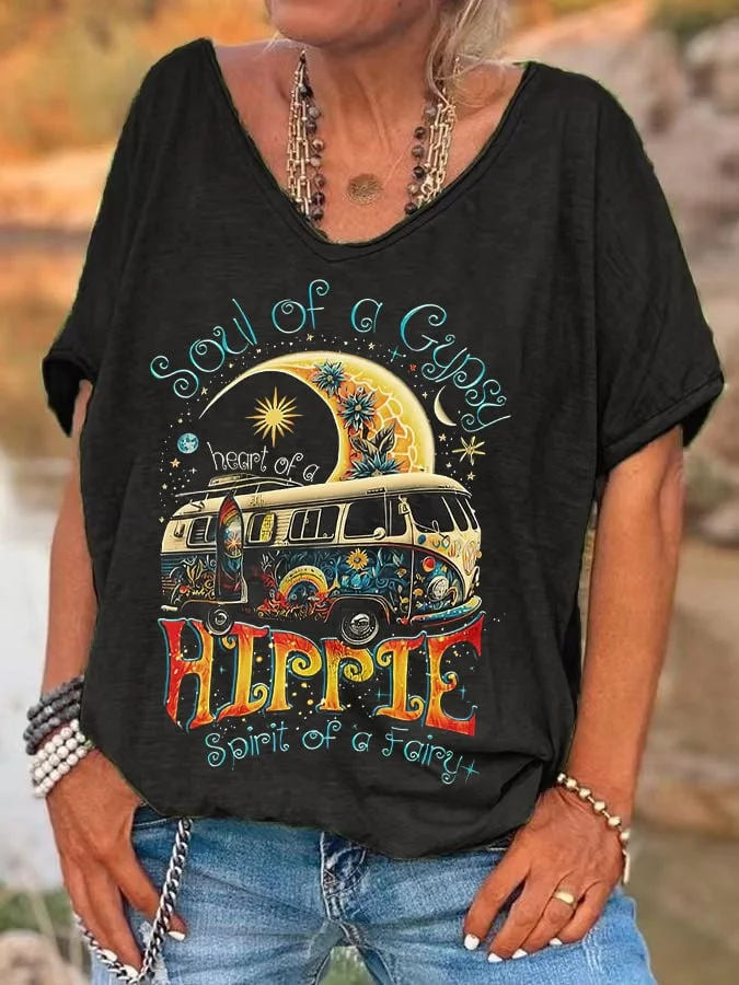 Soul Of A Gypsy Hippie Print Women's T-shirt