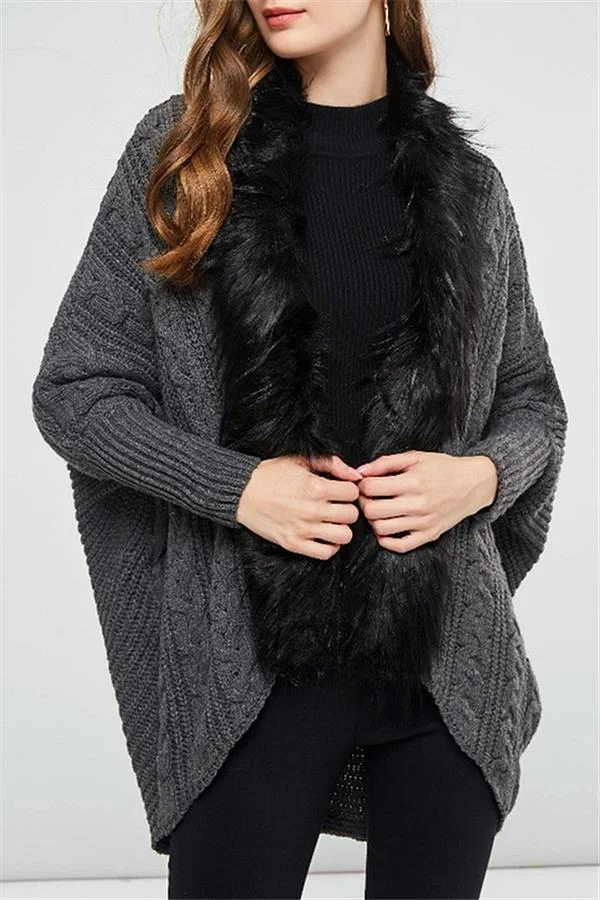 Buffy Faux Fur Cable Knit Cardigan