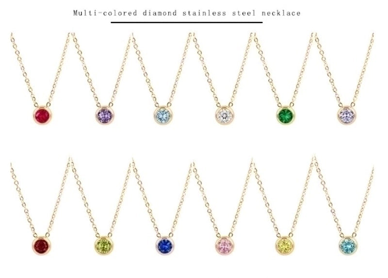 1 Piece Lady Round Stainless Steel Titanium Steel 18k Gold Plated Zircon Pendant Necklace