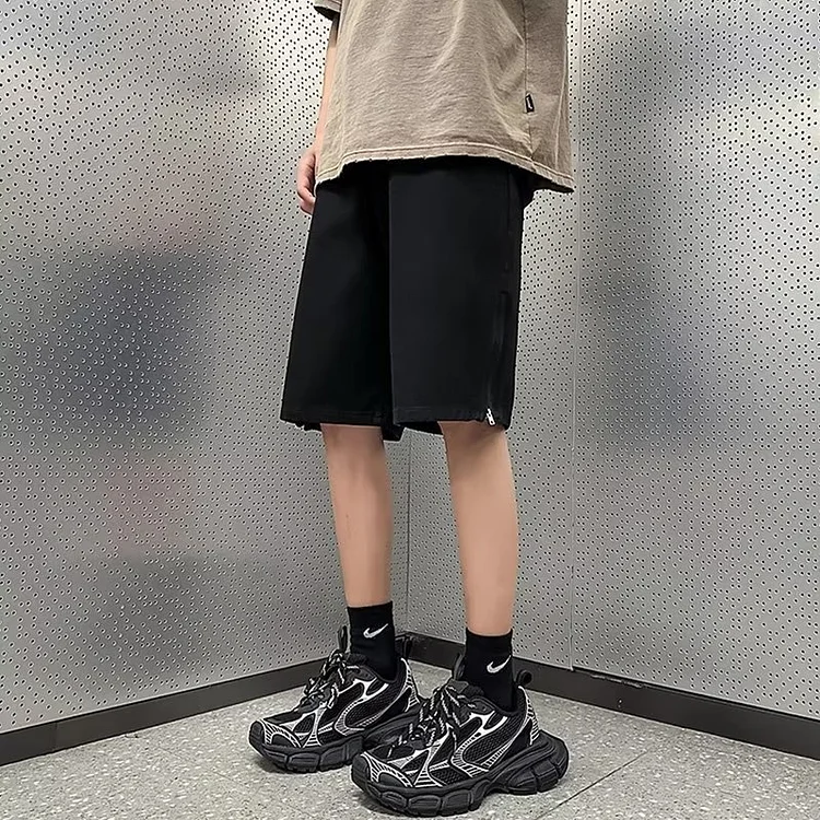 Summer Men's Wide Leg Jeans orts Yellow Clay Dyed Straight Cut Loose Fit Casual Trousers mid Waist Thin Fabric Faionable