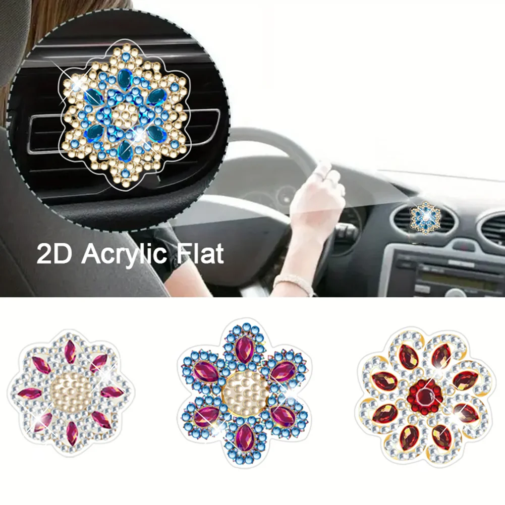 4pc Mandala DIY Diamond Painting Car Air Vent Clip Air Freshener for Adult