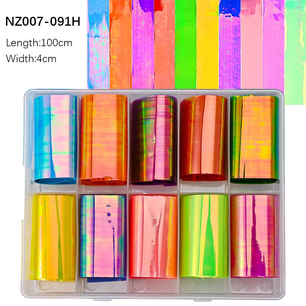 Kissbake 10pcs 4x100cm Nail Transfer Foil Paper Sticker Set Luxury Foil Nails Logo Transfer Nail Stickers Designer Fashion Nail Art Decal