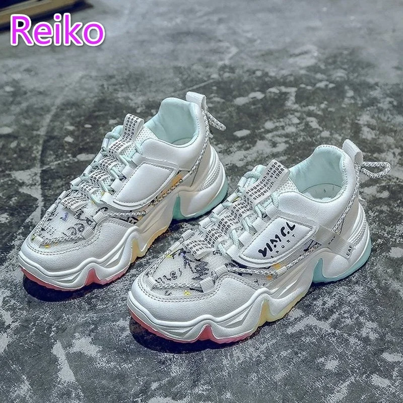 Colorful old shoes female tide 2021 new shoes graffiti single shoes personality casual shoes women's shoes large size