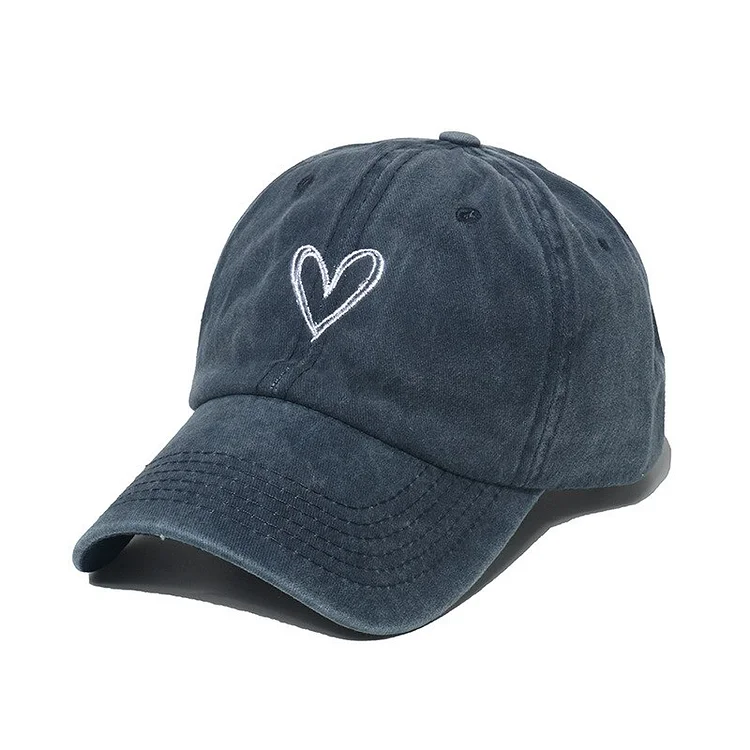 Love Heart Embroidery Snapback Cap Women Outdoor Sport Baseball Caps for Men Washed Cotton Dad Hat