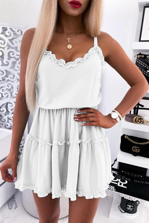 Fashion Sweet Solid Sleeveless Dress