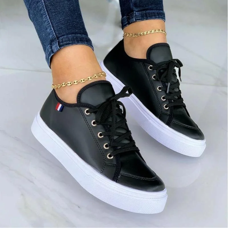 Qengg Women Sports Shoes Lady Vulcanized Shoes Outdoor Platform Shoes Female Casual PU Fashion Sneakers Women Wedge Flats