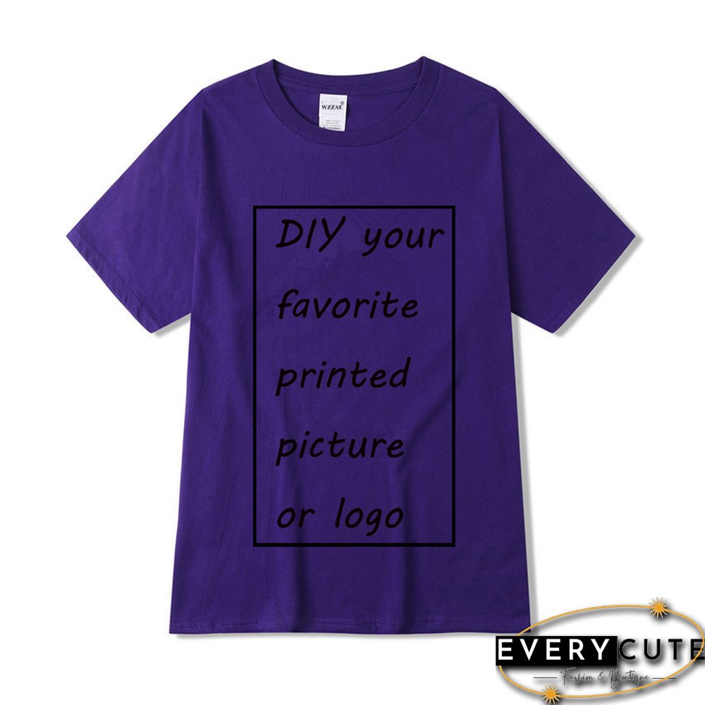 Customized Printed Leisure T Shirt Harajuku Women Tee DIY Your Like Photo Or Logo White T-shirt Fashion CustomShirt
