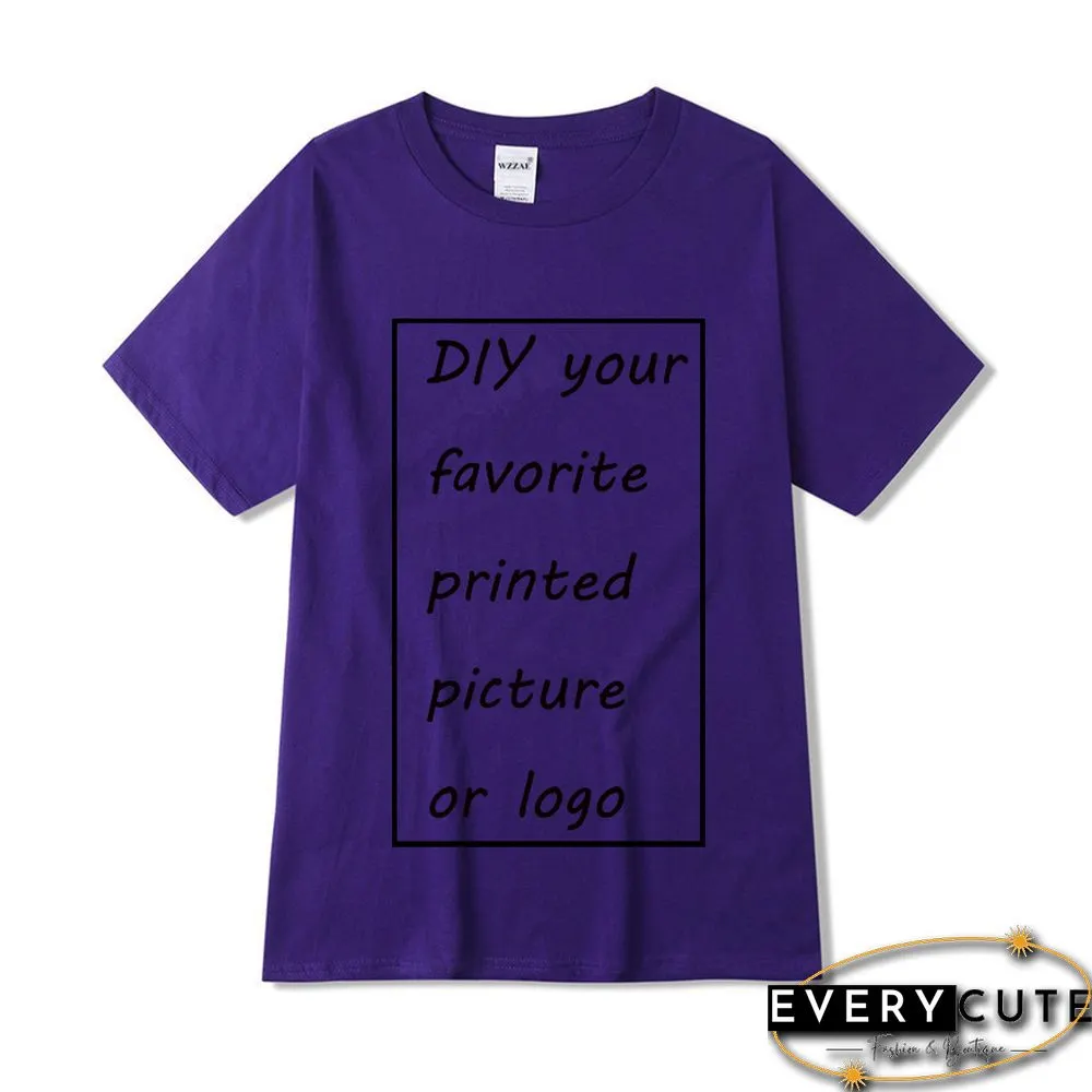 Customized Printed Leisure T Shirt Harajuku Women Tee DIY Your Like Photo Or Logo White T-shirt Fashion CustomShirt