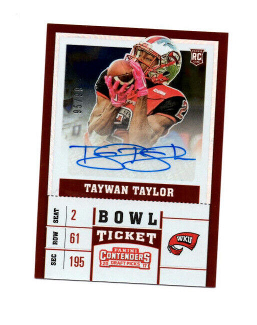 Taywan Taylor Western Kentucky signed autograph Panini Conenders football card