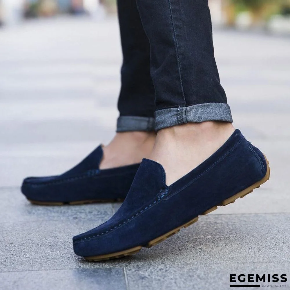 Men Loafers High Quality Genuine Leather Shoes Men Flats Suede Driving Shoes | EGEMISS