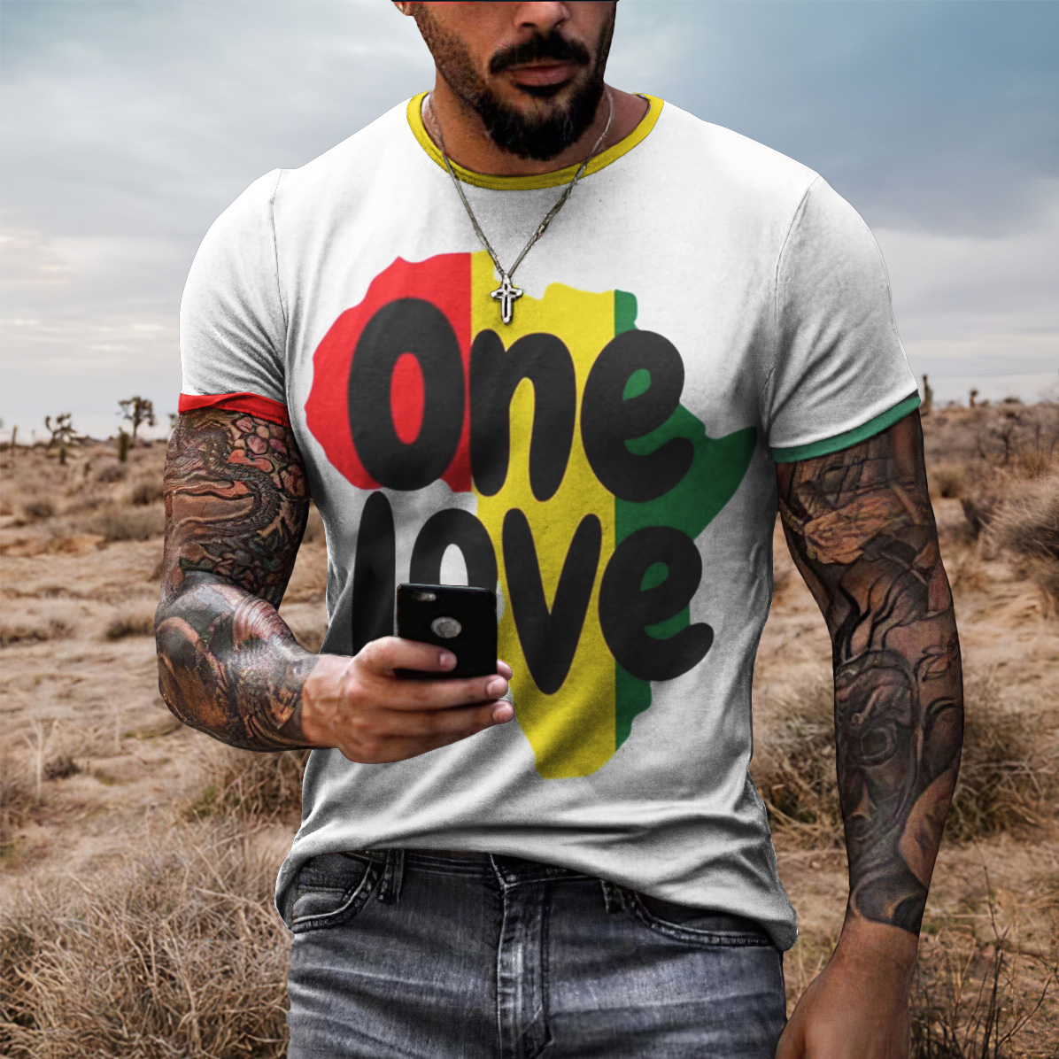 Men's ONE LOVE Printed Short Sleeved T-Shirt wearshes