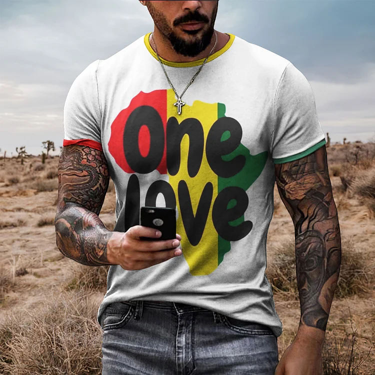 VChics Men's ONE LOVE Printed Short Sleeved T-Shirt