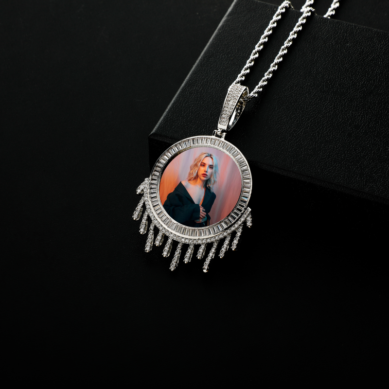 Custom Photo Iced Out Water Drop Pendant Personalized Necklaces Jewelry-VESSFUL