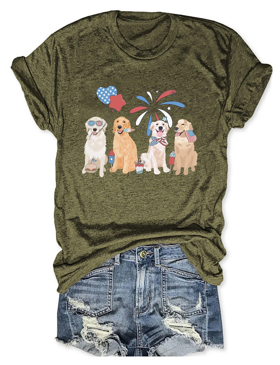 Golden Retriever 4th Of July T-shirt