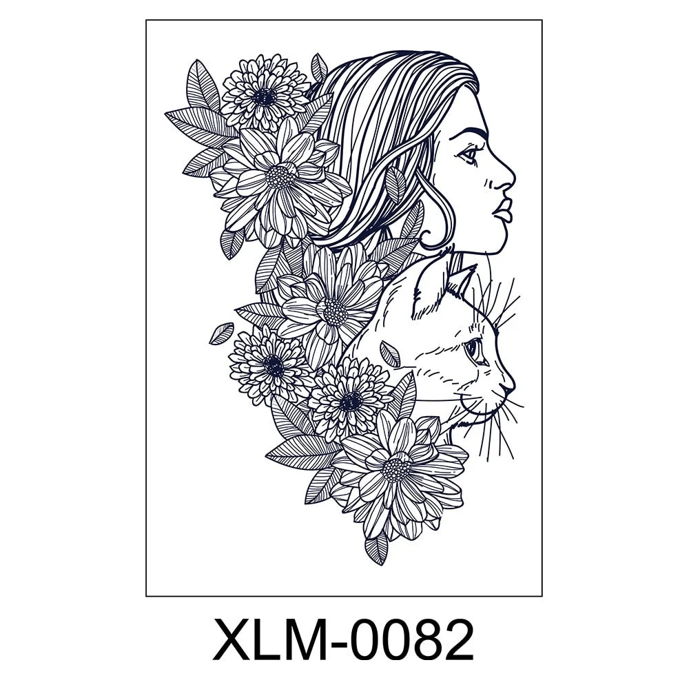 Semi-permanent waterproof sweat plant lasting big picture tattoo flower arm non-reflective herbal juice tattoo sticker