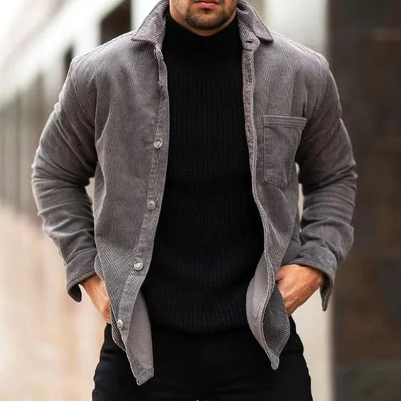 Men's Basic Solid Color Shirt Jacket