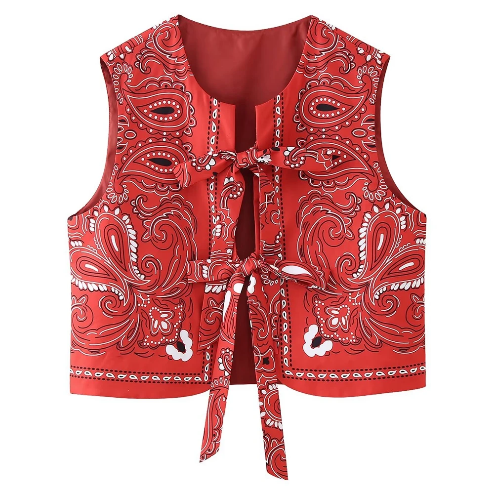 Conclear costumes for women Combhasaki Women's Y2K Vintage Vest Coat Sleeveless Cardigan Aesthetic Flower Print Front Bow Tie-up Folky Jacket Outwear Gilet