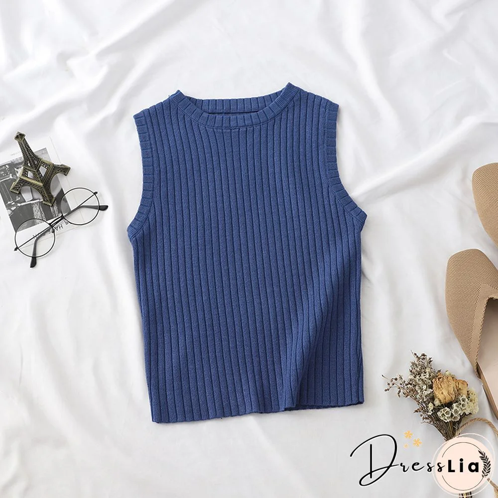 Heliar Plain Pink Knitted Tops Women Tank Tops Strapless Solid Vest For Women Vest Tops Summer Tank Tops