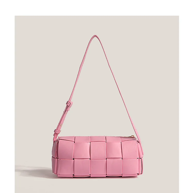 High quality pink handbag for women in summer 2024, and niche design, simple woven crossbody small square bag, trendy_ viptrois