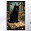Chat noir-pleine peinture diamant rond-40 * 60cm-dp grande taille