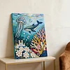 DIY Pearl Painting Ocean Sharks for Home Wall Decor with Frame(40x30cm)