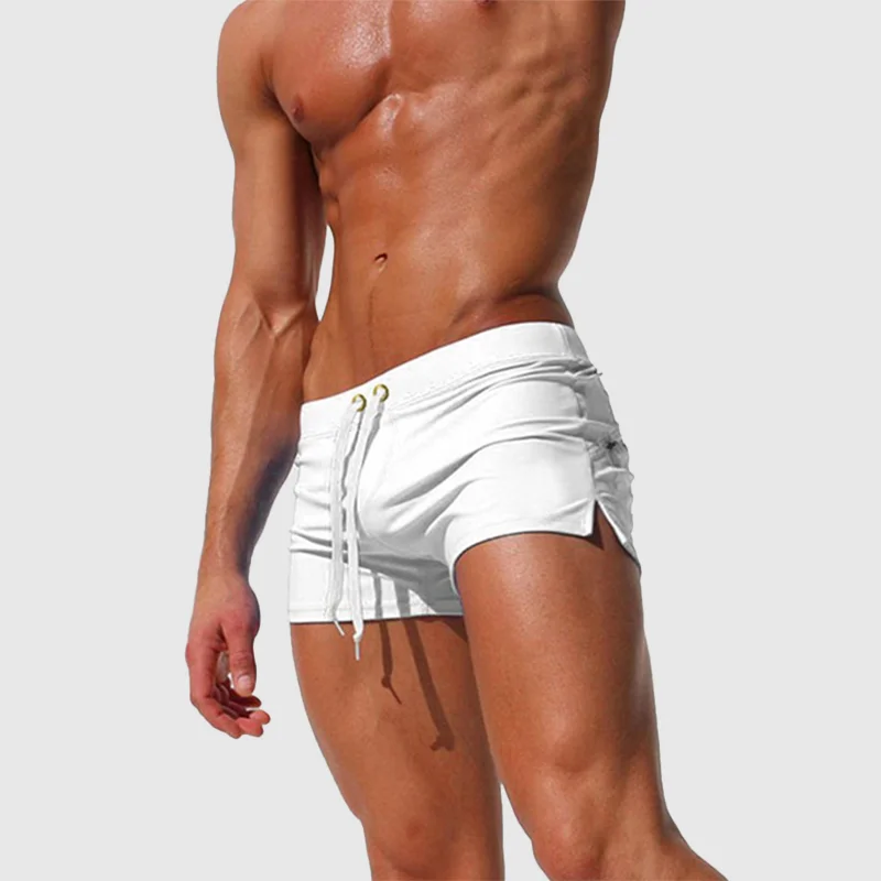 Fashion Back Pocket Zipper Trunks Swimming Shorts