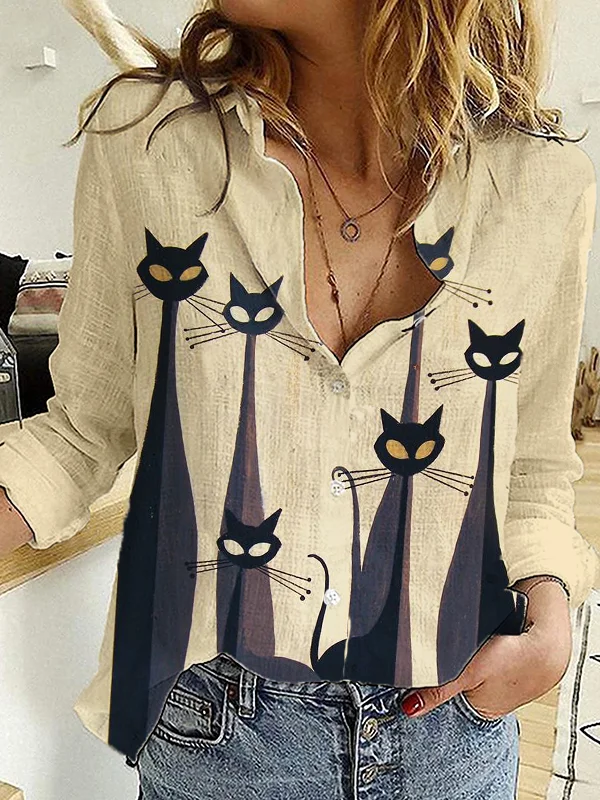 Black Cats Art Comfy Casual Blouse