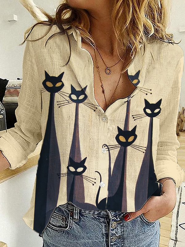 Artwishers Black Cats Art Comfy Casual Blouse