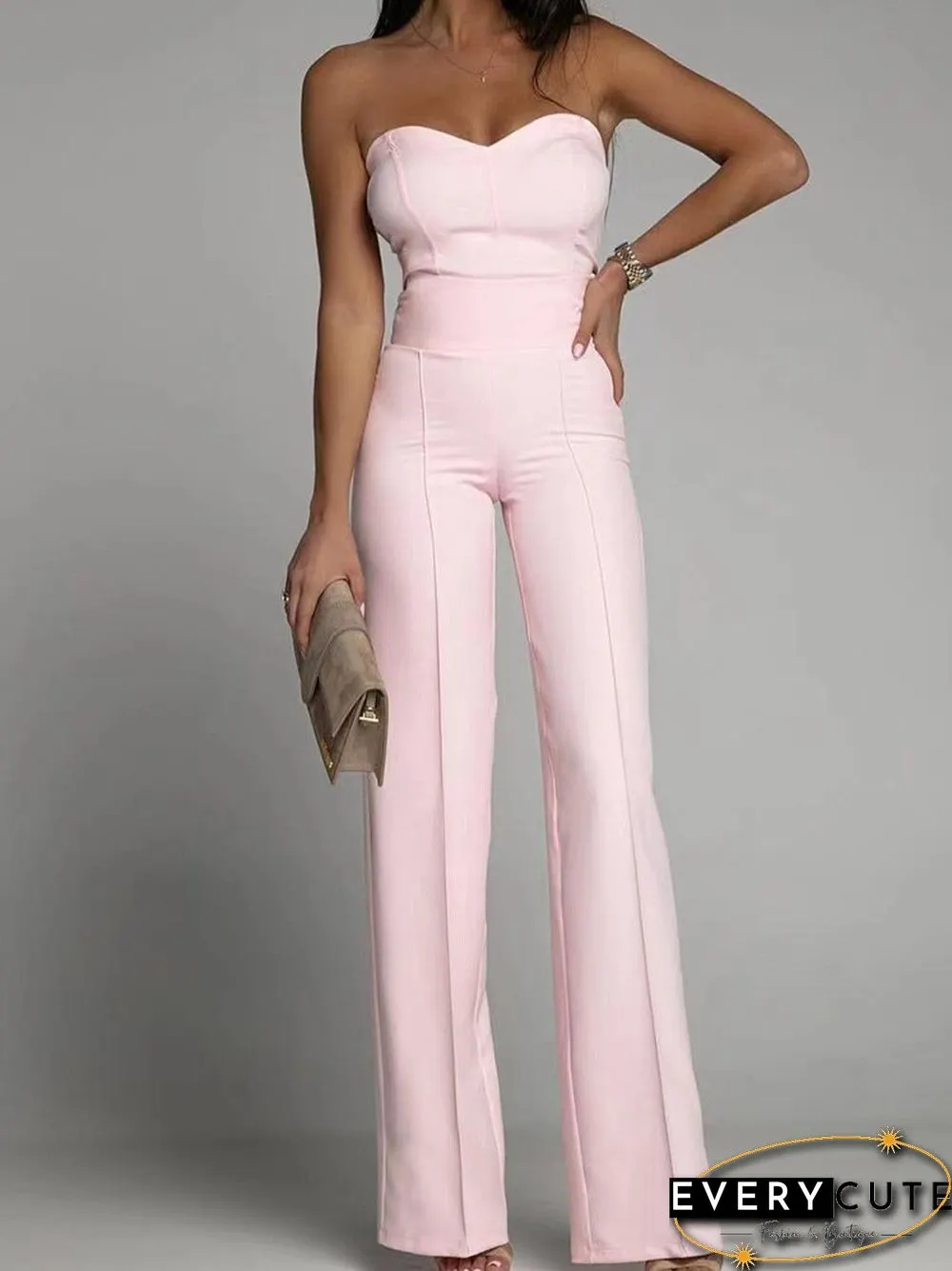 Summer Sexy Bustier Office Bodysuit Jumpsuit Women Elegant Sleeveless Backless Romper