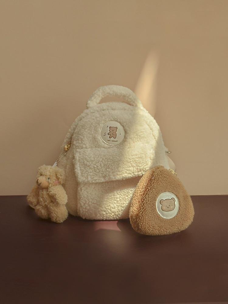 Brown Bear Mini White Backpack & Purse BE908