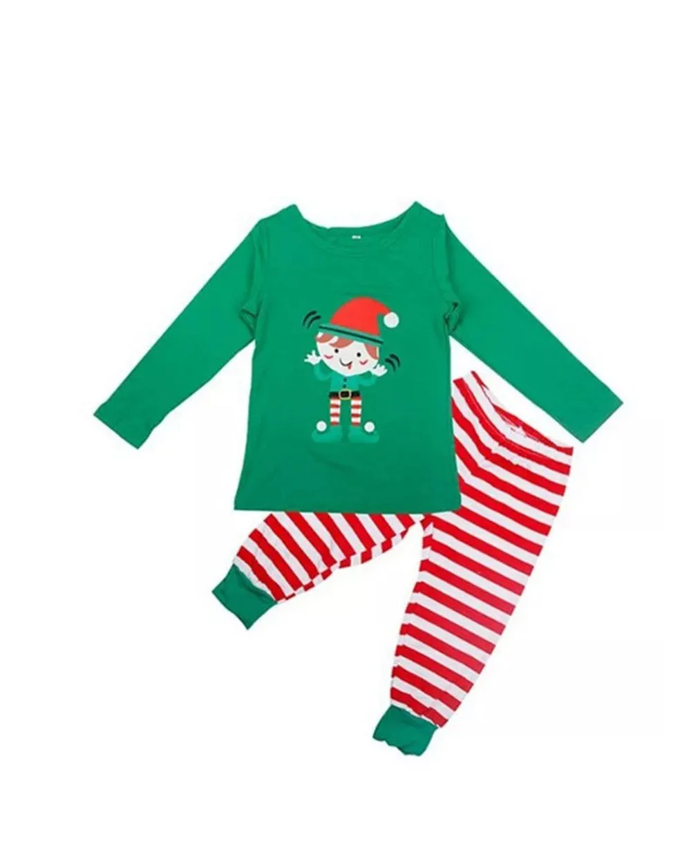 Green Santa Red Striped Christmas Pajamas