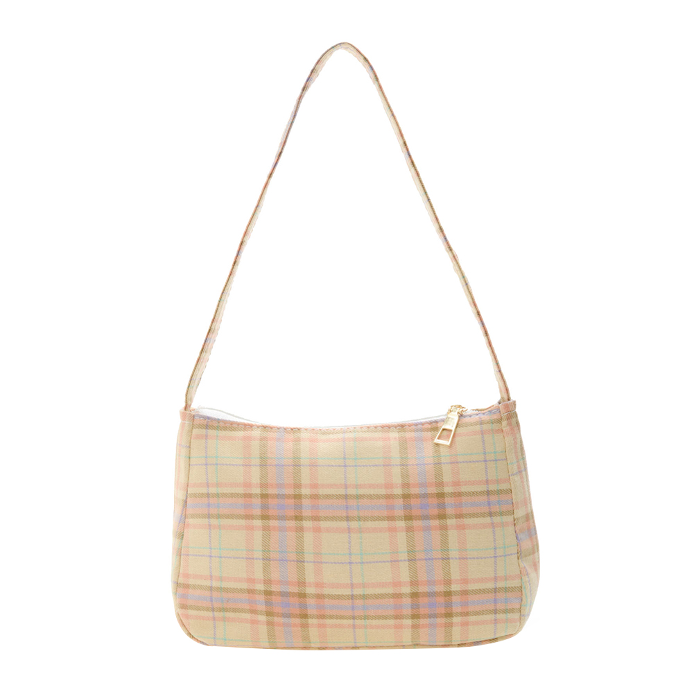 

Plaid Print Underarm Bags Canvas Casual Handbags Female Shoulder Bags, Beige, 501 Original