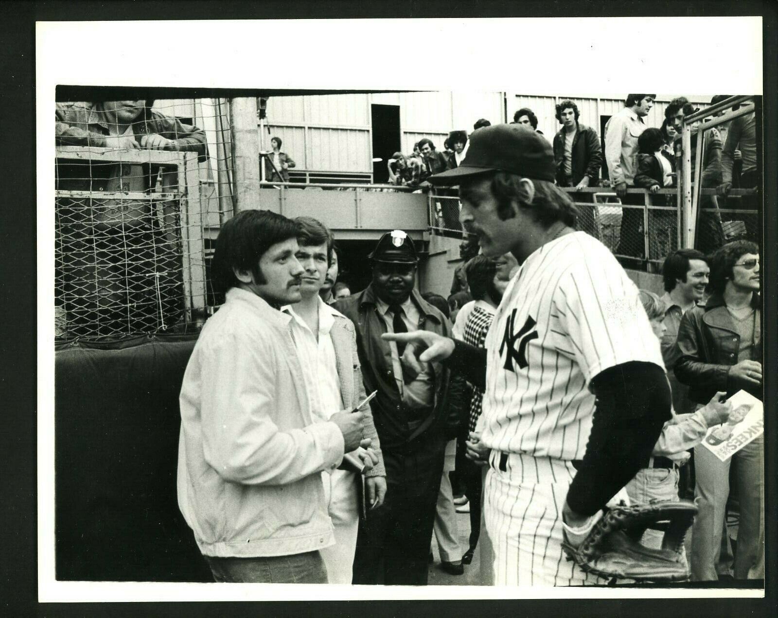 Chico Resch Ron Blomberg Islanders & Yankees at Shea 1975 Press Original Photo Poster painting
