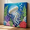 (25x25cm)DIY Jellyfish Framed Handmade Pearl Painting Art Craft Kit Living Home Decor