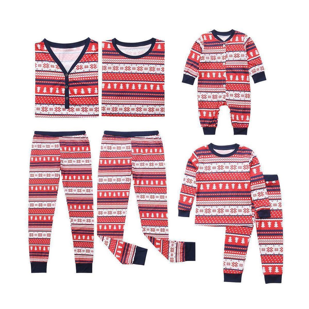 Christmas Tree and Snowflake Print Family Matching Pajamas Sets