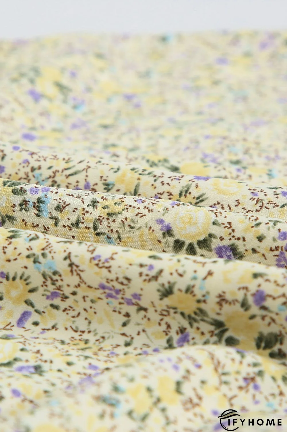 Floral Print Tie Knot Ruffled Short Sleeve Mini Dress | IFYHOME