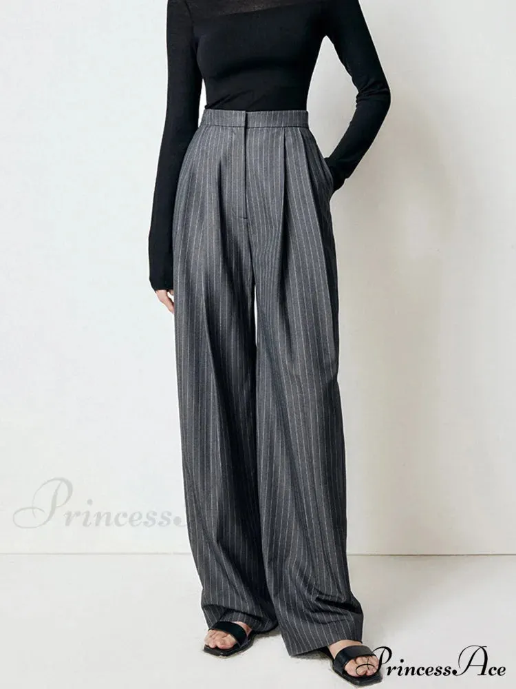 First Choice Pinstripe Trendy Wide Leg Dress Pants