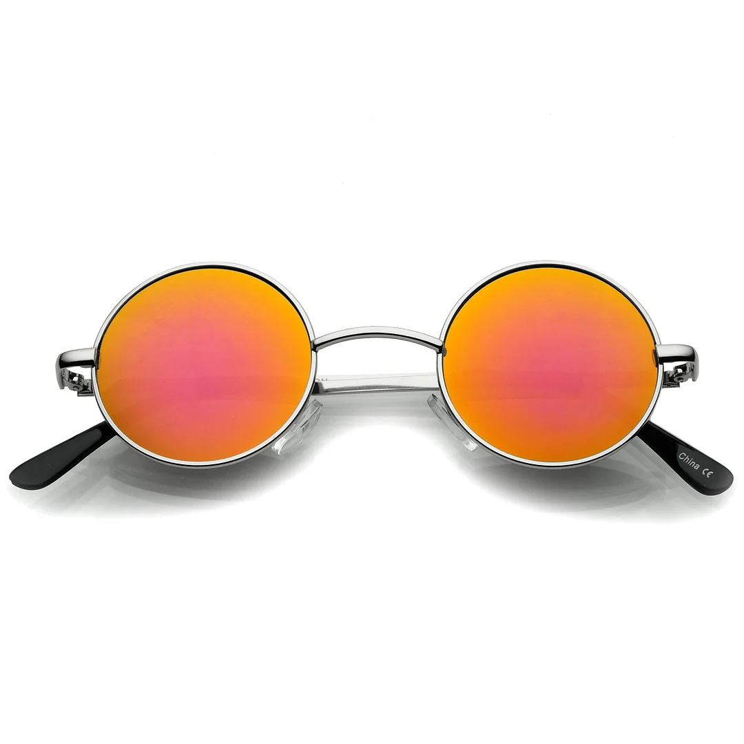 Lennon Style Round Circle Metal glasses with Color Mirror Lens