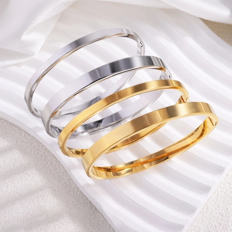 Minimalist Geometric Titanium Steel Bangle
