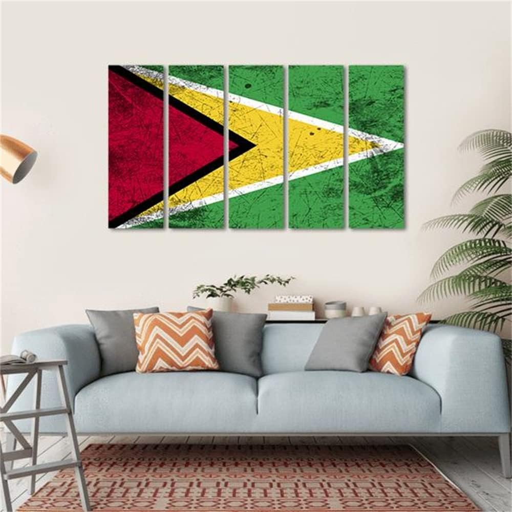 akia Wall Art For Living Room Wall Decor For Bedroom Poster Flag of Guyana Paintings Prints Artwork Bathroom Decorations Canvas Prints Hang Pictures Office Home Decor Works 42&#034;L x 24&#034;W 132x75cm