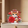 DIY Rose Cat Acrylic Special Shape Diamond Painting Desktop Ornaments