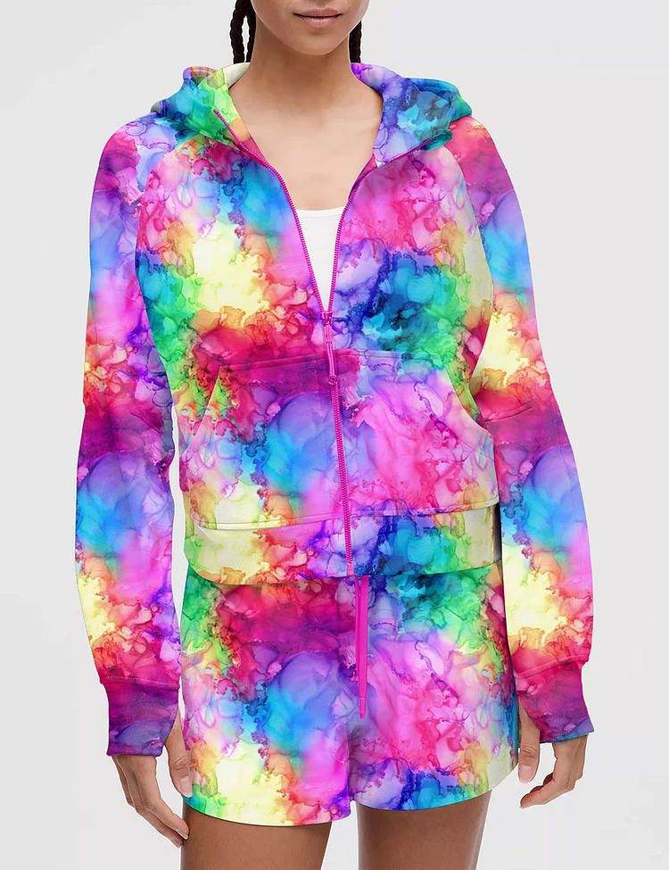 Women's Rainbow Colorful Tie Dye Sports Suit