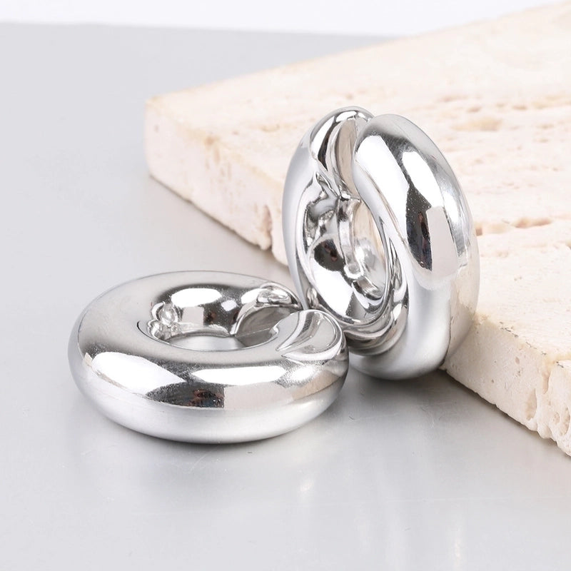 1 Pair Minimalist Solid Color Plating Stainless Steel Gold Plated Earrings